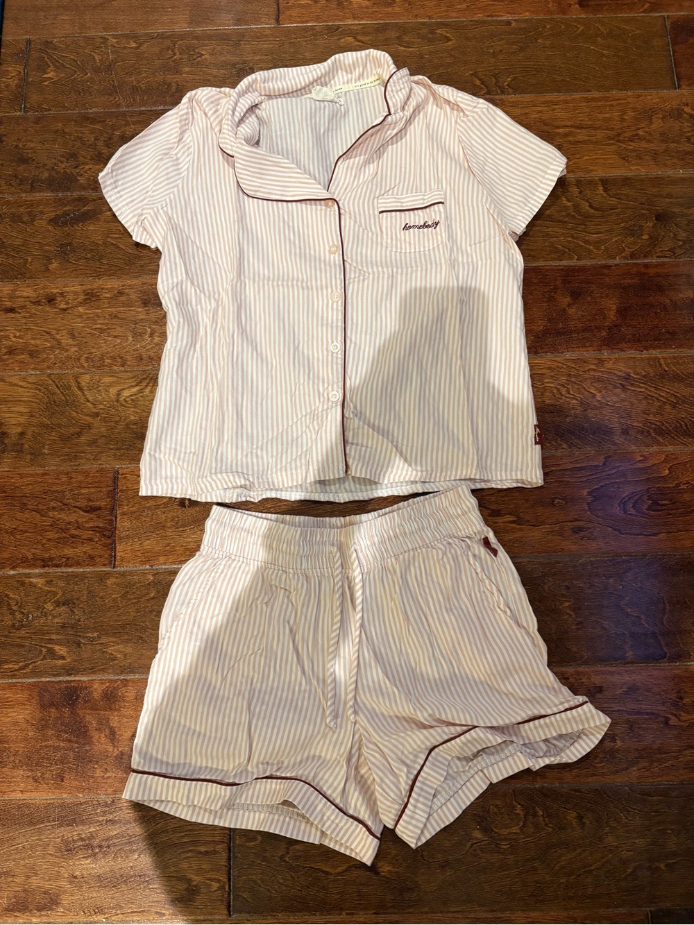 Magnolia Pink and White Striped Short Pajama Set